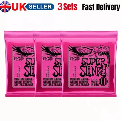 3 Sets Ernie Ball 2223 Super Slinky Nickel Wound Electric Guitar Strings 9-42 UK