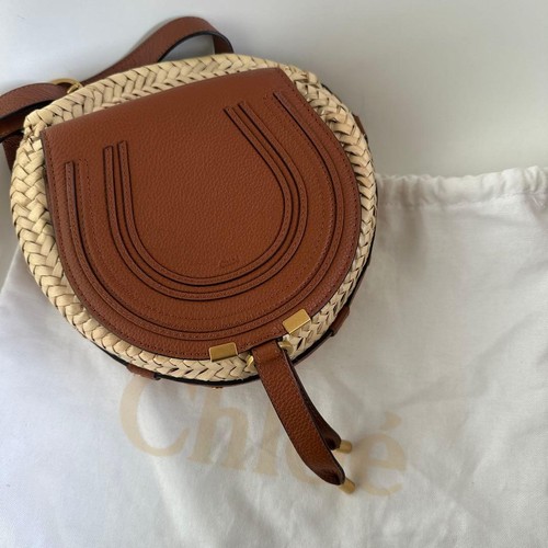 Chloe Tote Leather and Raffia Brown