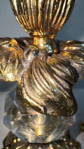 Antique Hamilton Sterling Corp 24 K Gold Plated Pair Candle Holders 7.5” - Picture 5 of 23