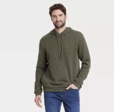 Goodfellow Co. Men's Textured Fleece Hooded Sweatshirt NWT Med Green Pockets