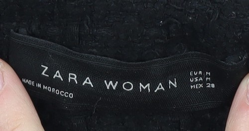 Zara Women's Black Tweed Coat, Size 12, Casual Zip - Picture 4 of 12