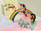 Origami Pop Cards Pink Mother & Baby Unicorn Happy Birthday 3D Pop Up Card