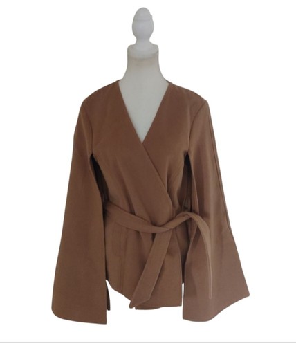 Beautiful Stylish Tan Belted Cape Coat L By Simplee. Like New - Picture 3 of 11