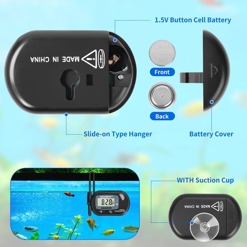Aquarium Thermometer, Fish Tank Thermometer, Digital Temperature Test, with L... - Picture 4 of 7