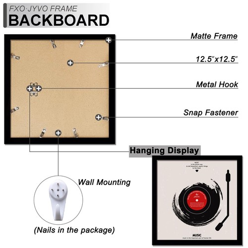Fxojyvo Vinyl Record Frame for the Wall Display Album Cover, Black 12.5 x 12.... - Picture 6 of 7