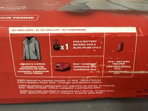 Milwaukee 336G-21L US Size LARGE Women's Hoodie Kit - Gray M113 - Picture 2 of 3