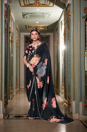Designer Saree For Women Bollywood Wedding Partywear Saree Floral Indian Saree - Picture 39 of 40