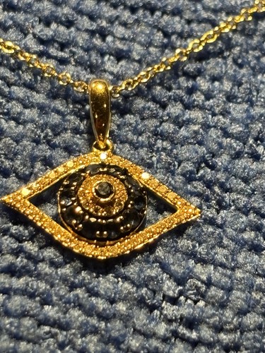 EFFY Novelty 14K Gold Sapphire & Diamond Evil Eye Pendant, 0.42 TCW - Picture 6 of 15