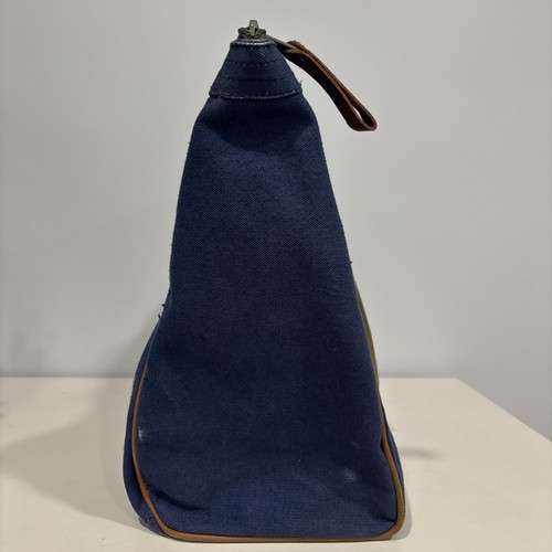 Vintage 90's GH Bass & Co. Boat and Tote Blue Canvas w/Olive Straps X-Large Bag - Picture 6 of 14