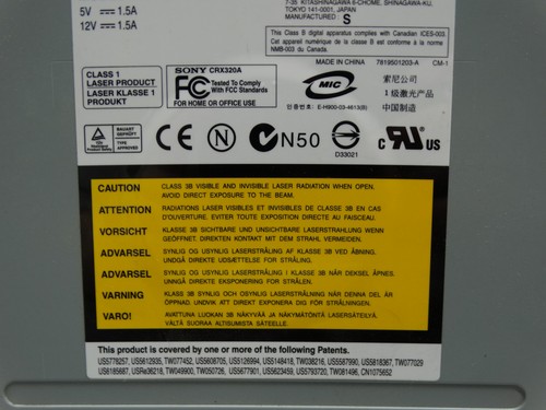 Sony Internal Drive CD-R/RW CD-ROM IDE Drive 52x/32x/52x/16x CRX320A - Picture 3 of 9