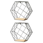 Set of 2 Wandregal Modern Metall Wandhängeregal Sechseckwandregale