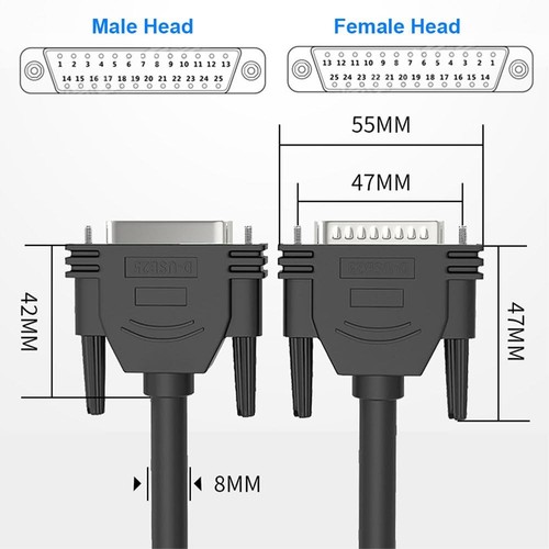 10FT DB25 Male to Female Serial Extension Cable RS232 25Pins Gold Plated Conn... - Picture 6 of 9