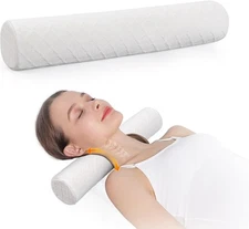  3.1" H Small Cervical Roll Pillow, Medium Soft Memory Foam Neck Round 
