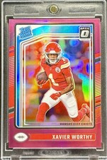 Xavier Worthy ROOKIE RC PINK REFRACTOR INVESTMENT CARD PANINI CHIEFS MINT