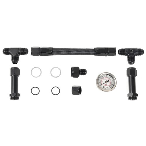 Fuel Line Pressure Gauge AN8 Braided Dual Feed Carb For Holley Carburetor 4150 - Picture 7 of 9