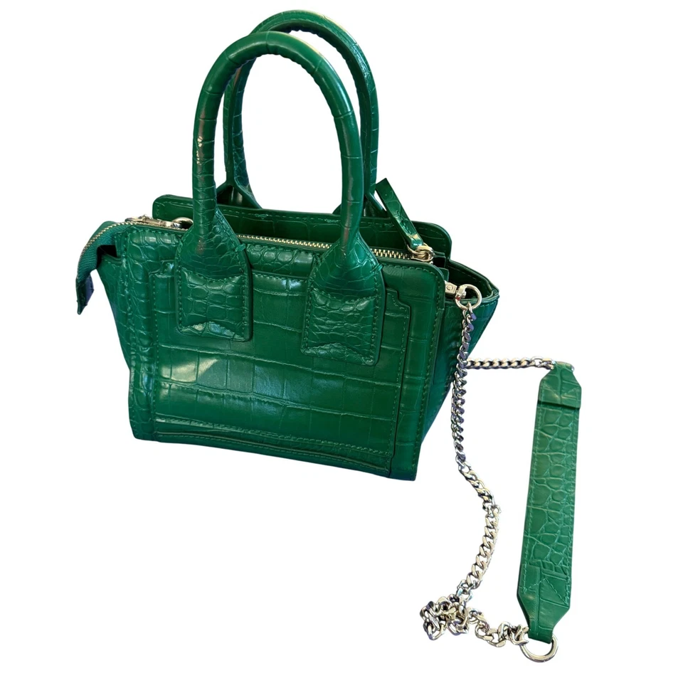 ZARA Green Mock Croc Mini Tote Crossbody Bag Chain Strap Very Good Condition - Image 2 of 4
