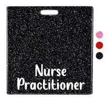 Nurse Practitioner Badge Buddy Card Nursing Accessories Glitter Black Horizontal