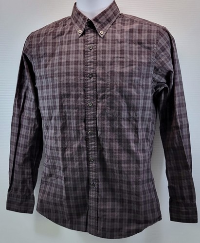 MS) Men's Uniqlo Black Gray Plaid Button Up Casual Long Sleeve Shirt XS - Picture 3 of 9