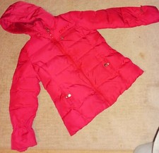 DKNY Girls' Winter Coat Faux Fur Lined Quilted Puffer Parka Jacket M - Red
