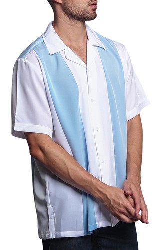 Men's Button Up Striped Bowler Guayabera Bowling Casual Dress Shirts 2018-BOW - Picture 21 of 82