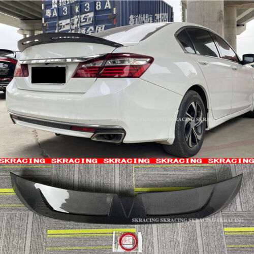 Se adapta a Honda Accord 2013-2017 sedán fibra de carbono real maletero alerón labio - Imagen 2 de 18