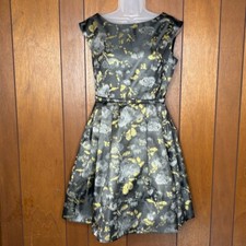 Eliza J Dress 8 Metallic Floral Brocade Fit & Flare Cocktail Elegant Partycore