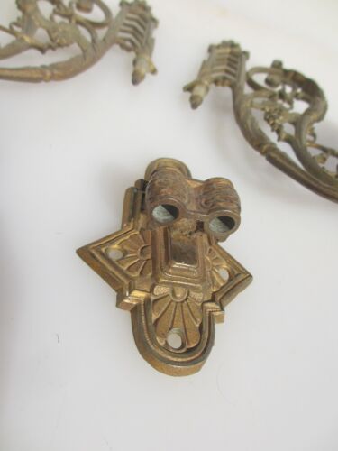 Antique Brass Piano Candle Holders Lights Sconces Old Victorian Gilt Rococo - Picture 16 of 18