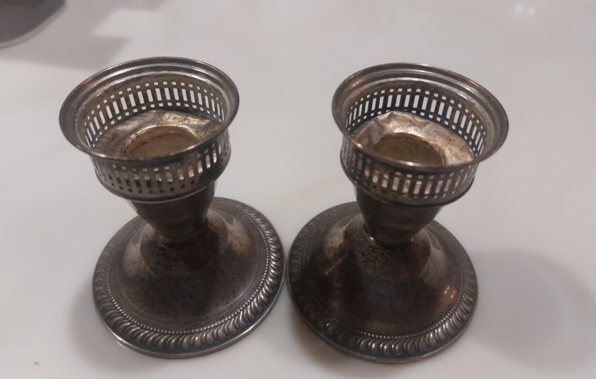 アメリカ製 Duchin Creation スターリングキャンドルスタンド 2 Vintage Duchin Creation Weighted Sterling Silver Candle Holders