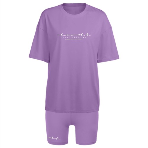 Zweiteiliges Outfits Damen Sommer Rundhalsausschnitt T-Shirt Tops Shorts Training Sport Set - Bild 42 von 42