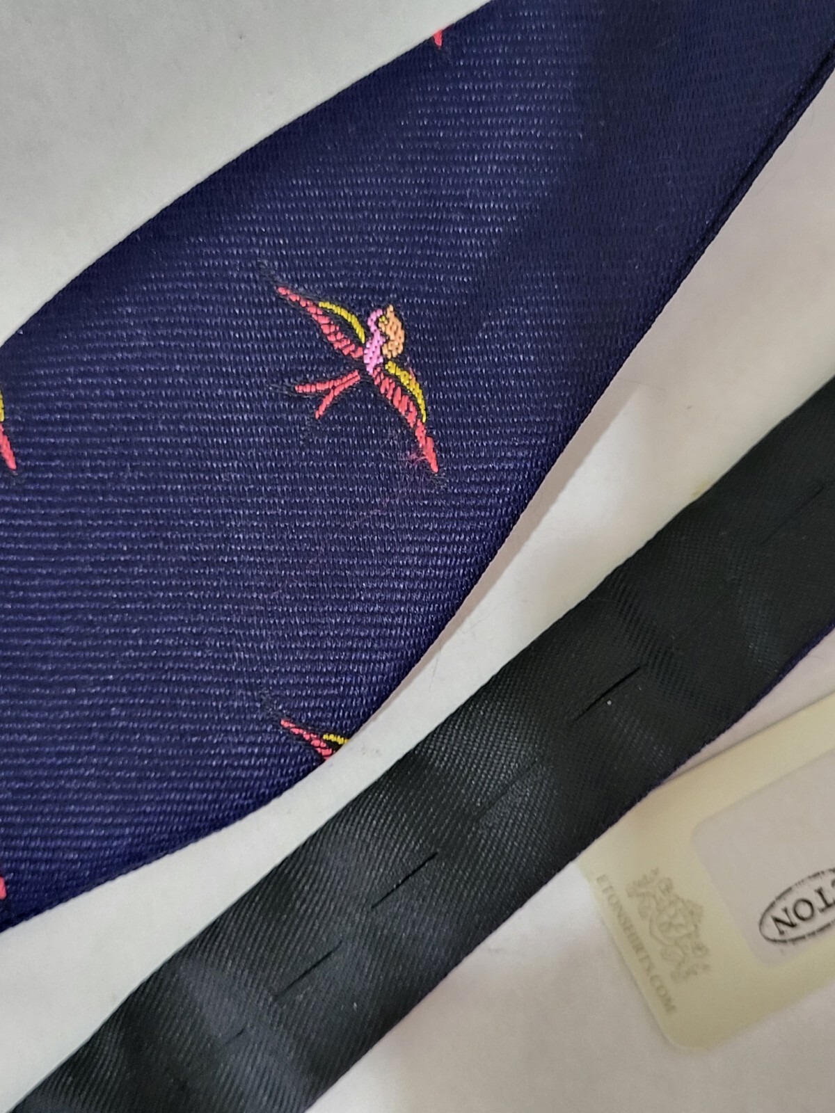 Eton Blue Embroidered Single End Bow Tie 100 Silk Self Tied New Rare