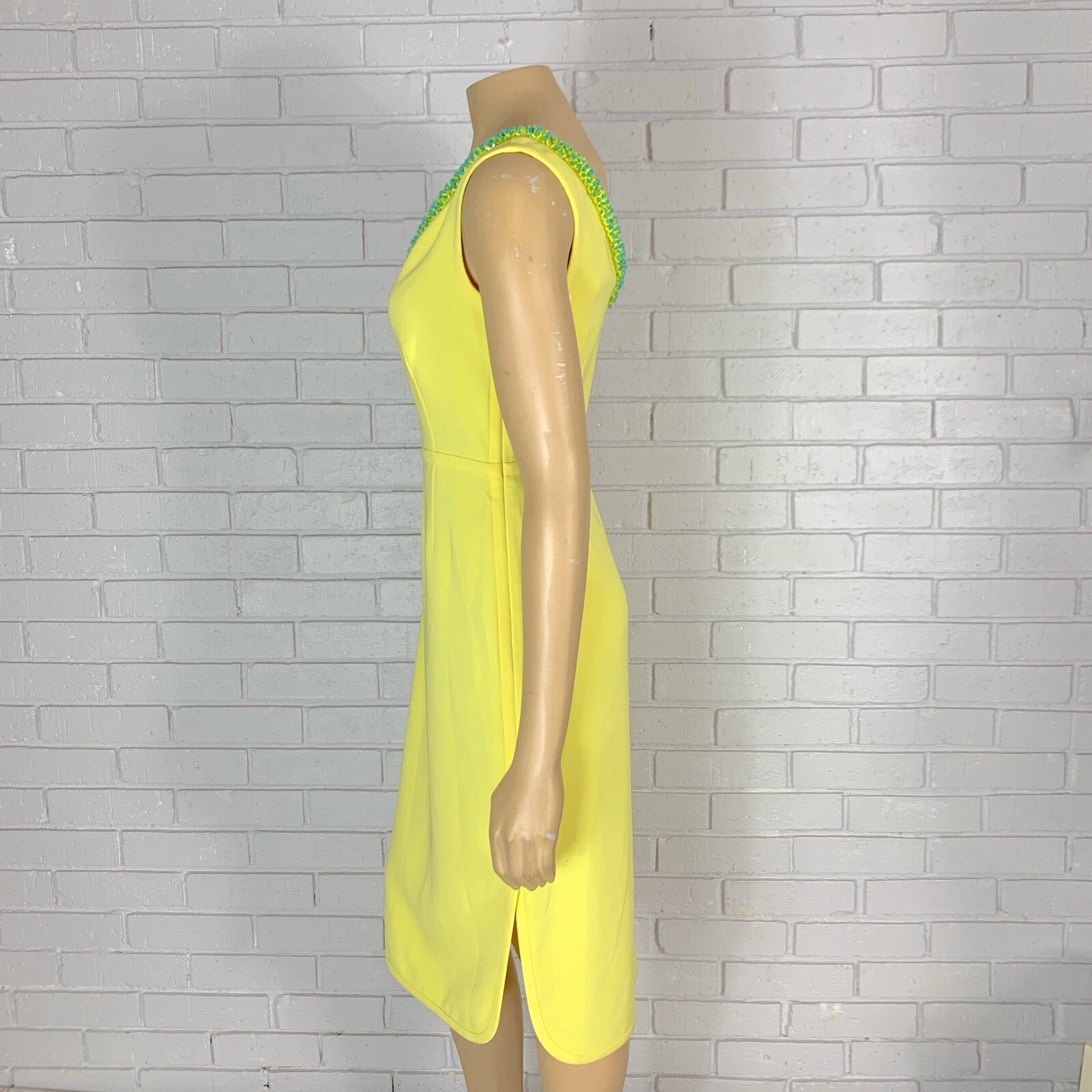 Tory Burch Yellow Portia V Neck Sheath Cocktail Dress Size 4