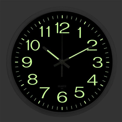 New 12 inch Modern Battery Wall Clock Luminous Glow Night Light Quartz Silent US - Picture 3 of 10