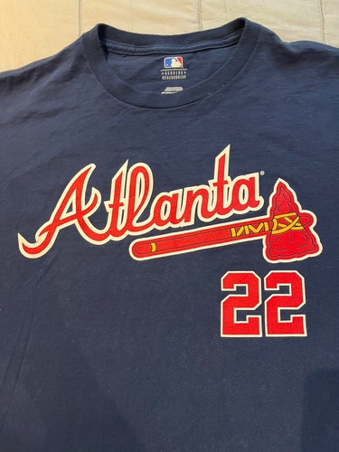 MLB men's XL double-sided navy t shirt Atlanta Braves #22 Jason Hayward - Picture 7 of 8