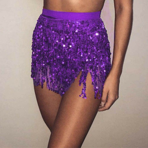 Girl Sequin Dance Mini Dress Belly Dancer Jazz Costume Tassel Wrap Skirt Gifts## - Picture 22 of 24