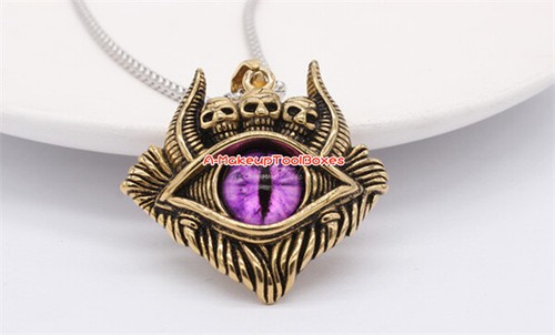 Mens Stainless Steel Gothic Biker Punk Goat Horns Evil Eye Skull Pendant J671 - Picture 28 of 35