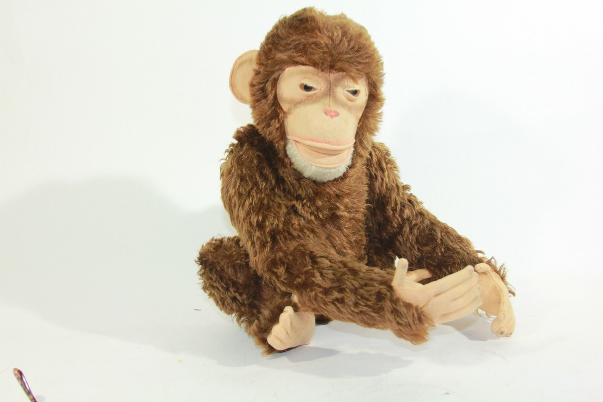 Vtg Steiff Monkey Chimpanzee 22in Jocko W/Button Tag Squeaker