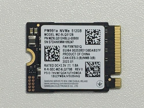 SAMSUNG PM991a 512GB SSD M.2 2230 NVMe PCIe For surface Laptop Steam Deck PC CFe - Afbeelding 2 van 10