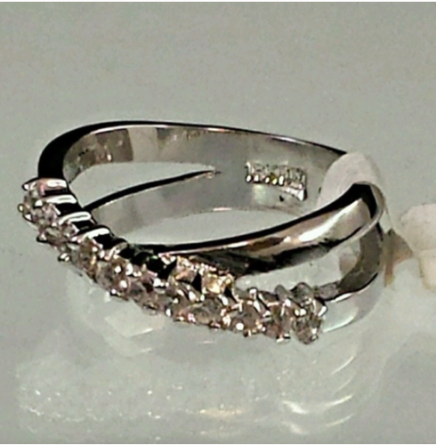 Silver Cocktail Ring Size 5 silver Plated Cubic Zirconia Fashion Jewelry - Picture 4 of 9