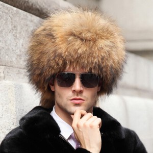 Winter Hat Racccoon Fur Pill Box Hat With Two Tails Real Fur Hat