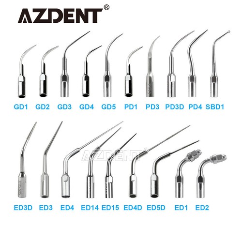 19 Type AZDENT Dental Ultrasonic Scaler Scaling Endo Perio Tips Fit NSK SATELEC