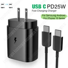 25W Fast Charger PD Type C Adapter USB C To USB C Cord For iPhone 15 Samsung LOT