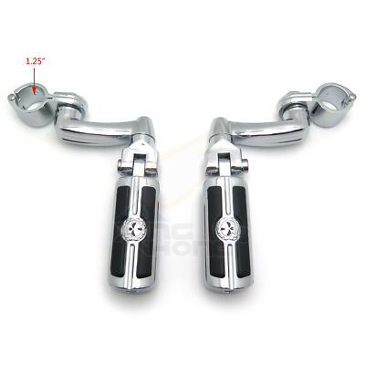 Motorcycle Slipstream Foot Peg 1 1//4/" 1.25/"Mount Kit For Harley Softail Deluxe