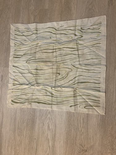 1940’s Silk Scarf Greens Wood Grain Print VINTAGE