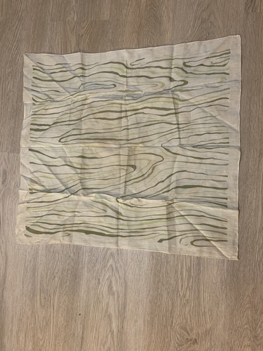 1940’s Silk Scarf Greens Wood Grain Print VINTAGE - image 1