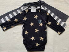 BNWT Baby Boys 3pk Navy Stripe Star Long Sleeve Bodysuits 9-12 months NEXT