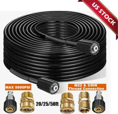 #ad High Pressure Washer Hose 25 50 100ft 5800PSI M22 Power Washer Extension Hose O $25.64