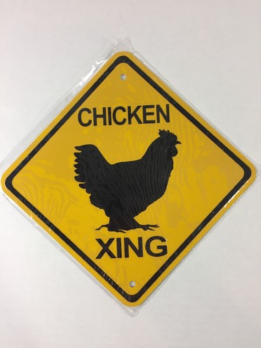 CHICKEN Xing Crossing Metal Caution Farm Sign 6”x6” (NEW) - Picture 1 of 2