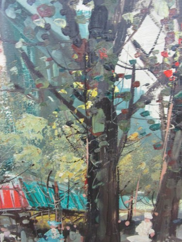 IMPRESSIONIST PARIS FRANCE STREET SCENE IN RAIN ORIGINAL OIL PAINTING ON CANVAS - Picture 6 of 12