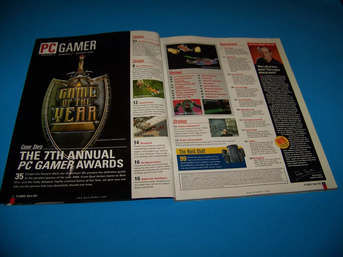 Vintage Computer Video Game Magazine 2001 PC Gamer 50 Best Games Of All  Time