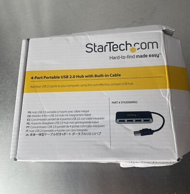 StarTech 4 Port USB 2.0 Hub with Built-in Cable ST4200MINI2